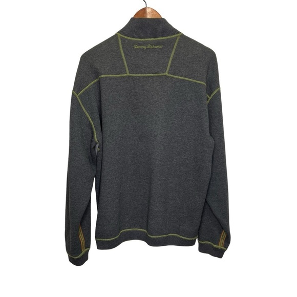 Tommy Bahama Reversible Grey Green 1/4 Zip Pullover Sweater  Size Medium - Picture 7 of 13